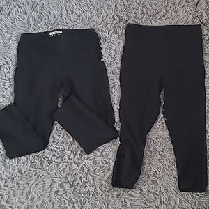 Forever 21 Black Crop Length Black Legging Bundle Crisscross Pocket High Waist